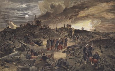 1855年9月8日、フランスのセヴァストポリ包囲戦による捕獲後のマラコフリダウトの遺跡 作： European School